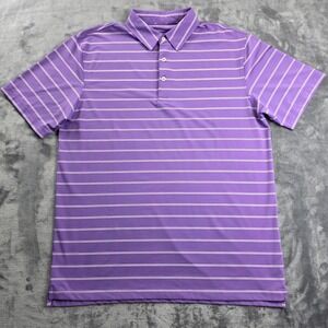 Full Turn Polo Shirt Mens L Purple Striped Short Sleeve Bamboo Charcoal Blend